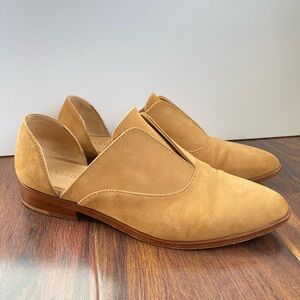 Nisolo Emma d’Orsay Tan Nubuck Leather Pointed Toe Flats 7.5